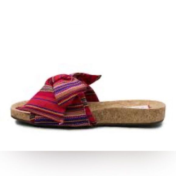 Sugar striped bow cork sole slip on slide sandals. New. Size 7. - Picture 4 of 9